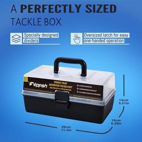 448-Pcs Fishing Lures Kit – Complete Large 3-Layer Tackle Box Set with Hooks, Weights, Bobbers, Pliers, Rigs, Leaders & Accessories for Men, Kids, Beginners, Gear gift choice for Fathers Day - color: 448PCS-Black