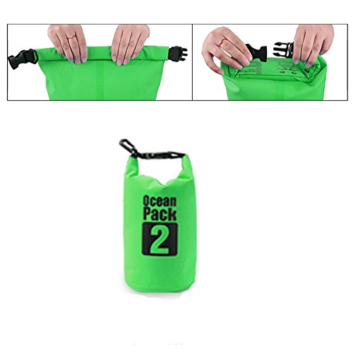 Dry Sack/Floating Waterproof Bag 2L/5L/10L/20L/30L for Boating, Kayaking, Hiking, Snowboarding, Camping, Rafting, Fishing and Backpacking - color: Green, size: 2L