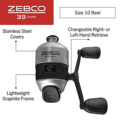 Zebco 33 Cork Reel and Fishing Rod Combo, Graphite Rod with Cork Handle, QuickSet Anti-Reverse Fishing Reel with Bite Alert - style: 5 Foot - Micro Spincast