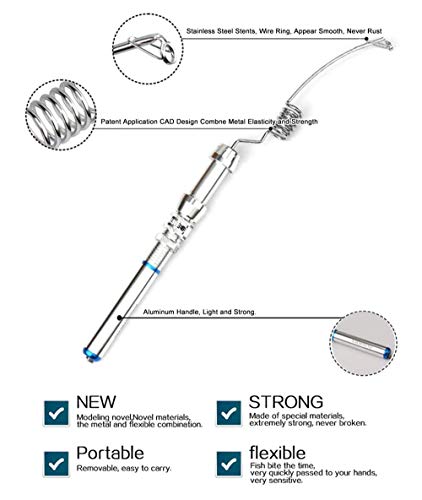 JOTOUCH 6 Coil Portable Mini Elastic Fishing Rod Aluminum Alloy Handle Fishing Pole for River, Lake, Reservoir, Ice Fishing and So On