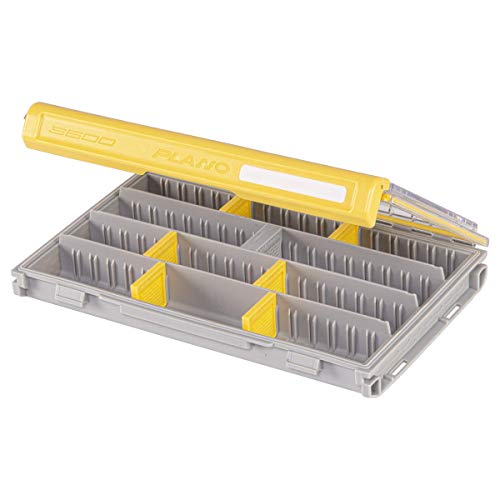 Plano Edge 3600 Terminal Tackle Storage, Gray and Yellow, Includes 10 Hook Retainers, Rustrictor Rust-Resistant Technology, Waterproof Premium Fishing Utility Box