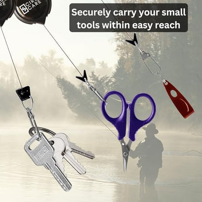 Retractable ID Card/Badge Holder, Heavy Duty-Keychain Holder, Carabiner Pee Cloth Holder Retractable Clip, RG1 Fly Fishing Tool Zinger Retractor Key Reel Holder with Key Ring & Buckle