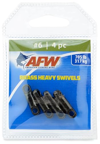 Heavy-Duty Strength – Built for Extreme Conditions, These Brass swivels Offer Superior Durability and high Break Strengths up to 1,100 lbs, Ideal for Big Game Fishing and Tough Applications - size: 4 pc, #6, 705 lb test