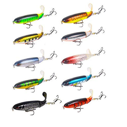 Fishing Lures Set Plopper Bass Lures with Floating Rotating Tail Artificial Hard Bait Swimbaits Slow Sinking Hard Lure Fishing Tackle Kits - color: Style C(10PC)