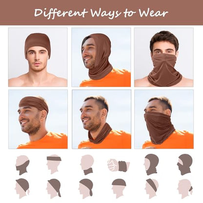 Geyoga Summer UV Protection Cooling Neck Gaiter | Sunscreen Breathable Face Scarf Bandana Mask Neck Gaiter for Outdoor Fishing Hiking Camping - color: Earth Tones
