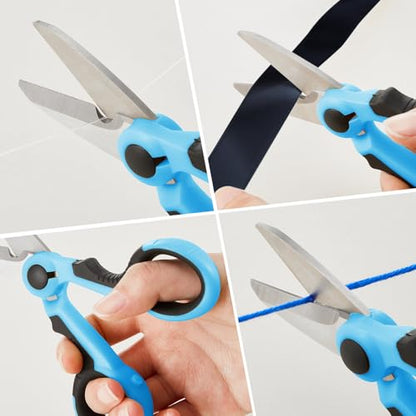 Honoson 2 Pcs 5.7" Fishing Scissors Braided Line Cutters Fishing Heavy Duty 3cr13 Non Slip Serrated Edge Scissors Saltwater Freshwater Braid Multi Function Snips for Trimming (Blue Black) - color: Blue Black