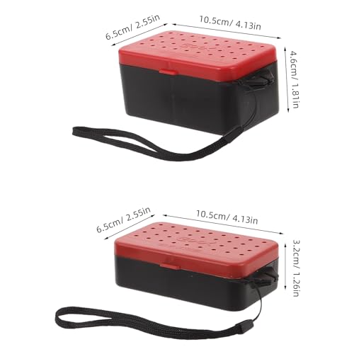 BESPORTBLE 2pcs Live Bait Box Set with Breathable Holes, Portable Double Layer Fishing Bait Container for Worm Storage, Ventilated Red Worm Holder for Freshwater Anglers