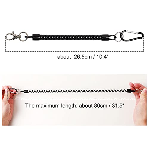 uxcell Spiral Fishing Lanyard, Retractable Safety Coiled Cord Lanyard with Lobster Clasp, Elastic Spring Coil Rope Strap Leash for Fishing, Climbing, Boating, Pliers Tool, 1 Pcs