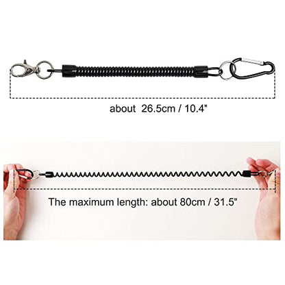 uxcell Spiral Fishing Lanyard, Retractable Safety Coiled Cord Lanyard with Lobster Clasp, Elastic Spring Coil Rope Strap Leash for Fishing, Climbing, Boating, Pliers Tool, 1 Pcs