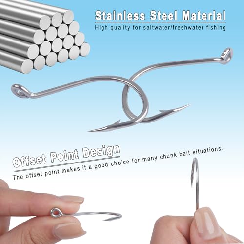 Octopus Beak Fishing Hooks, 100PCS Saltwater Offset Circle Hooks Stainless Steel Round Bend Fishing Jig Hooks for Freshwater Saltwater