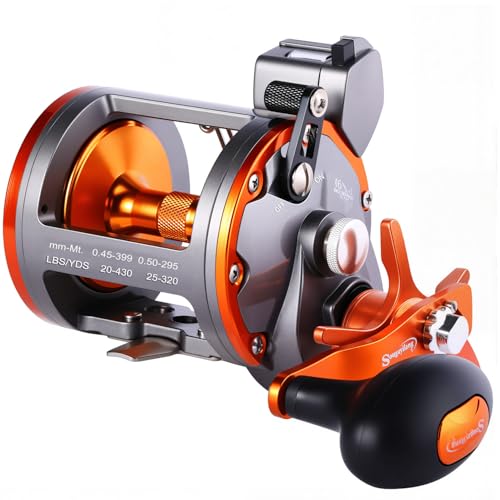 Sougayilang Line Counter Trolling Reel Conventional Level Wind Fishing Reel - color: Thunder LS II 4000 Right Handed