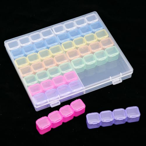 ASVNRES Rhinestone Gold Nail Box, 56 Slots Empty Clear Adjustable Storage Box with 80 pcs Label Stickers Container Manicure Case Tool Set (Mixedcolor) - color: Mixedcolor