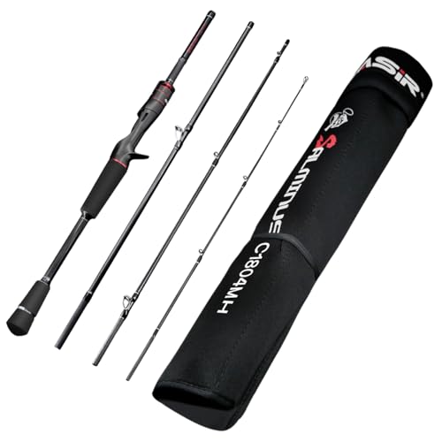 SEASIR Salminus Travel Fishing Rod, 4 Piece M/MH Biatcaster Rod | , XF Baitcasting Rod, Portable, 40T Carbon Fiber, Fuji O, EVA Grip, Saltwater Freshwater Bass Trout Big Fish - style: C1804mh-xf