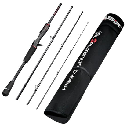 SEASIR Salminus Travel Fishing Rod, 4 Piece M/MH Biatcaster Rod | , XF Baitcasting Rod, Portable, 40T Carbon Fiber, Fuji O, EVA Grip, Saltwater Freshwater Bass Trout Big Fish - style: C1804mh-xf
