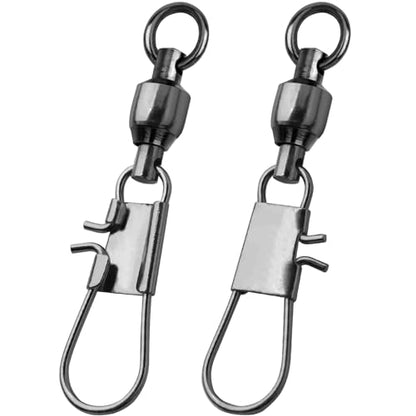 Ball Bearing Snap Swivels Fishing Saltwater Freshwater Snap Swivels Fishing Tackle Swivel with Interlock Snap Clips Stainless Steel Black - size: #3 (33Lbs) 25Pcs