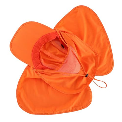 Connectyle Men's Foldable Baseball Sun Cap with Removable Face Mask Neck Flap Cover UPF 50+ Sun Protection Fishing Hiking Hat - color: Orange
