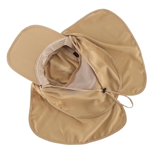 Connectyle Men's Foldable Baseball Sun Cap with Removable Face Mask Neck Flap Cover UPF 50+ Sun Protection Fishing Hiking Hat - color: Khaki