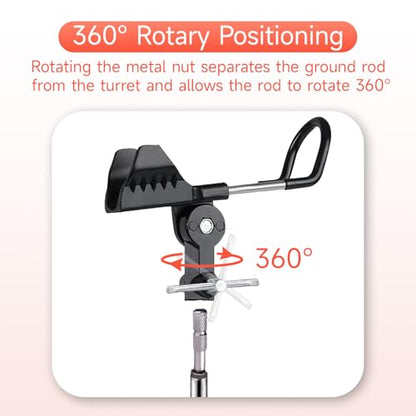 Fishing Pole Holder Upgraded 360° Adjustable Stainless Steel, Fishing Rod Holder for Ground, Heavy Duty Bank Fishing Outdoor Fishing Gear - color: 2P Black