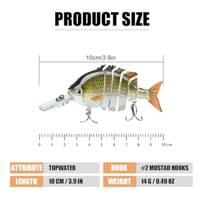 TRUSCEND Swimmax Easy Catch Fishing Lures with BKK Hooks, Wiggling, Vibrating, Rattling and Gurgling for More Bite, Heavy-Duty Dyneema Fiber Jointed Swimbaits for Bass, Trout, Walleye, Crappie, Pike - color: B2-3.9",0.49oz