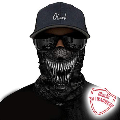 Obacle Bandana Face Mask Neck Gaiter Tube Mask Men Women for Sun Dust Protection - color: White Teeth Black Mask