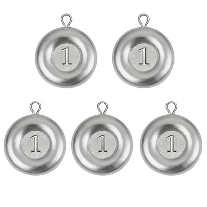Disc Sinkers Fishing Weights, Coin Sinkers Saltwater Surf Fishing Weights for Bottom Drifting Trolling - size: 1oz-5pcs
