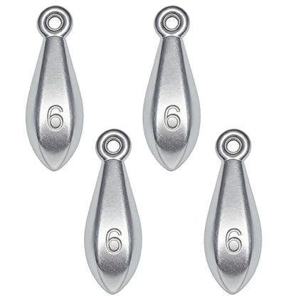 Fishing Weights Sinkers Bank Sinkers Bullet Weights for Surf Fishing Pier Bank Fishing Saltwater Fishing Gear 1oz to 8oz - size: 6 Ounce-4pcs