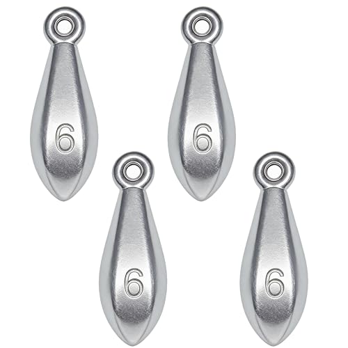 Fishing Weights Sinkers Bank Sinkers Bullet Weights for Surf Fishing Pier Bank Fishing Saltwater Fishing Gear 1oz to 8oz - size: 6 Ounce-4pcs