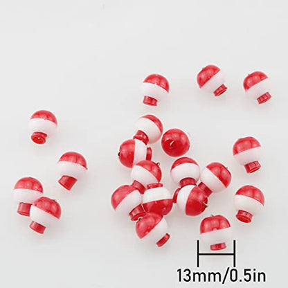 Fishing Bobber 20PCS Red and White ABS Plastic Snap-on Fishing Floats Bobber Round Buoy Fishing Tackle Accessories - size: 13mm