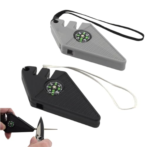 2Pcs Hunting Knife Sharpener Compact Hook Sharpener Outdoor Tool Multi-tool 6-in-1 Outdoor Survival Tool for Sharpening Fishhooks Essential for Campers and Anglers
