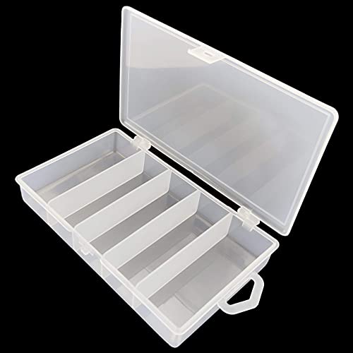 IFAMIO Clear Plastic Storage Case Container for Fishing Tackle Organizer Box with Dividers for Jewelry Beads Collection