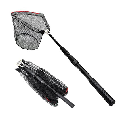 SAN Like Fishing Net Fish Landing Nets Collapsible Telescopic Sturdy Pole Handle for Saltwater Freshwater Extending to 36/43/71/98inches - color: Black, size: Small