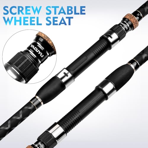 PROBEROS Surf Fishing Rod - Casting Spinning Fishing Rods with Tube(Case) 3 Piece 9'/10'/11'/12' Carbon Saltwater Travel Surf Spinning Rods - size: 10'-Spinning-3pc