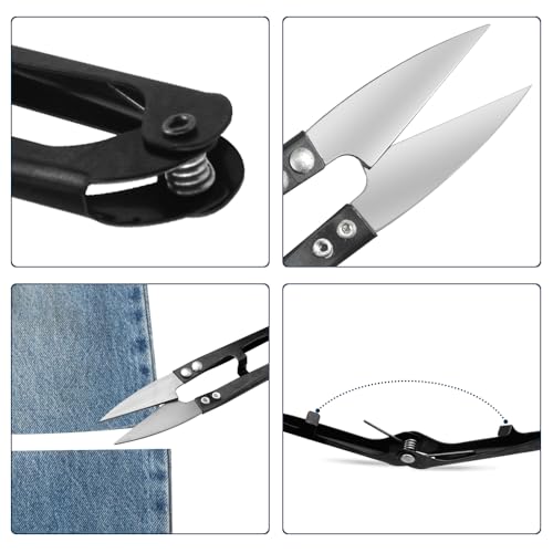 24Pcs Sewing Scissors U shaped Small Snips Clippers Trimming Nipper Embroidery Clippers Cutter Mini Cutting thread Cross Stitch Scissors for DIY Art Project Household Supplies(Black) (24)