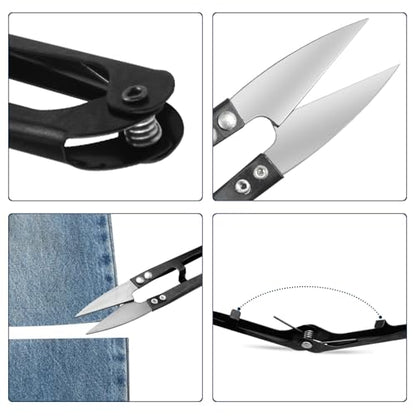 24Pcs Sewing Scissors U shaped Small Snips Clippers Trimming Nipper Embroidery Clippers Cutter Mini Cutting thread Cross Stitch Scissors for DIY Art Project Household Supplies(Black) (24)