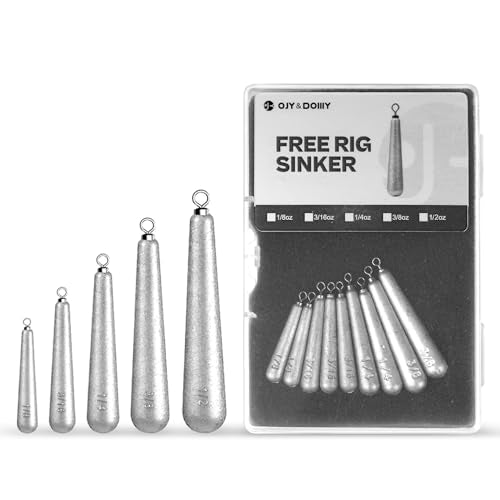 27/30 PCs Free Rig & Drop Shot Weights - Skinny Teardrop Fishing Sinkers (1/8 3/16 1/4 3/8 1/2oz) | Die-Cast Lead-Antimony Alloy | Mixed Kit Available - size: Variety - 27Pack