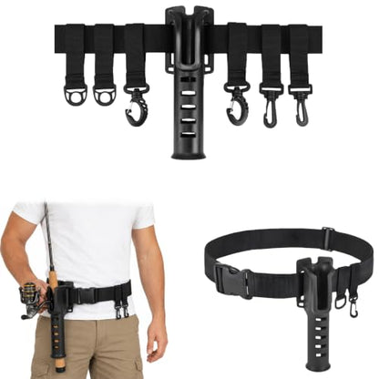 Fishing Rod Holder Belt Set, 2026 New 360° Rotatable Lightweight Fly Fishing Rod Holder, for Spinner and Casting Rods Hands-Free Gear Carrier for Men Women - color: 1 Set
