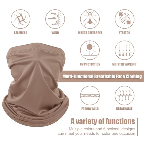 Geyoga Summer UV Protection Cooling Neck Gaiter | Sunscreen Breathable Face Scarf Bandana Mask Neck Gaiter for Outdoor Fishing Hiking Camping - color: Neutrals