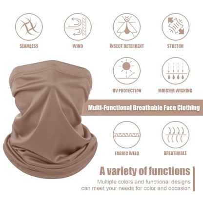 Geyoga Summer UV Protection Cooling Neck Gaiter | Sunscreen Breathable Face Scarf Bandana Mask Neck Gaiter for Outdoor Fishing Hiking Camping - color: Neutrals