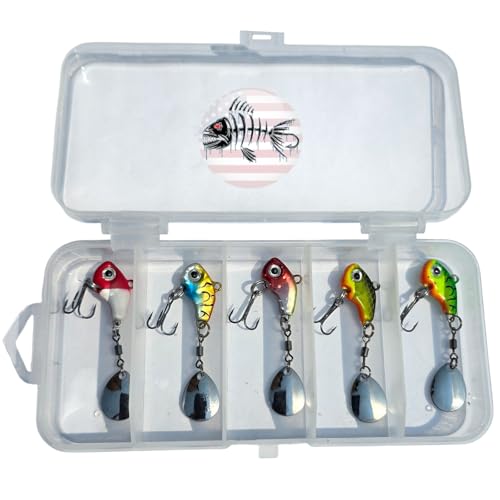 5pc Ice Jig Minnows Fishing Lure - Ice Fishing Bass Trout Walleye Pike Crappie Salmon Saltwater Freshwater Spinner Hard Crankbait Treble Hook Jig Kit - size: Size 5g