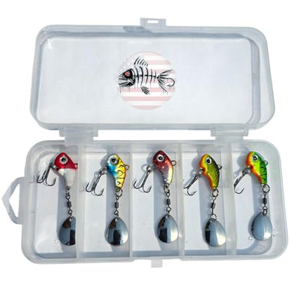 5pc Ice Jig Minnows Fishing Lure - Ice Fishing Bass Trout Walleye Pike Crappie Salmon Saltwater Freshwater Spinner Hard Crankbait Treble Hook Jig Kit - size: Size 5g