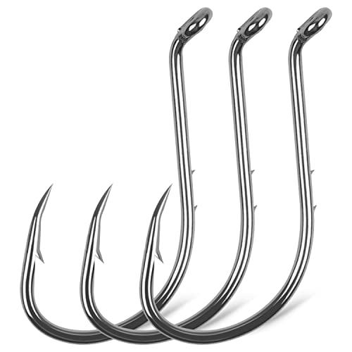 Octopus Fishing Hooks,110Pcs Baitholder Fishing Hooks Barbed Fishing Jig Hooks High Carbon Steel Bait Keep Hooks Offset Circle Octopus Hooks for Saltwater Freshwater Size #8-6/0 - size: 4#-110 pcs