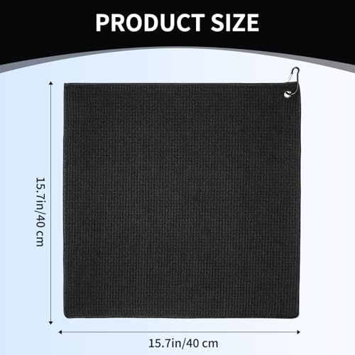 Fishing Towel with Clip,16" X 16",Waffle Pattern Effective Cleaning of Fishing Gear Accessories,Microfiber Absorbent Camping Towel for Men,Hiking Towel,Golf Towel,Black - color: Black