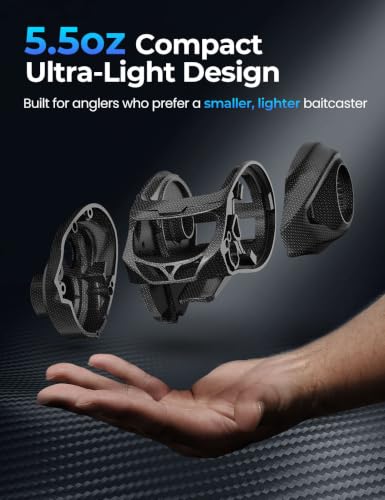 Piscifun Ultra-Light Baitcasting Reel, 5.5 oz Compact Low Profile Baitcaster, 7.1:1 Gear Ratio, 40mm Palm Fit, Magnetic Brake Fishing Reel for Creeks, Ponds, Light Lures & Finesse Bass - color: Black