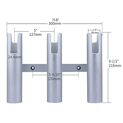 Aluminium Wall-Mounted Fishing Rod Holder for Boat, Garage & Marine - Holds Rods & Poles - color: Silver 3 Tubes