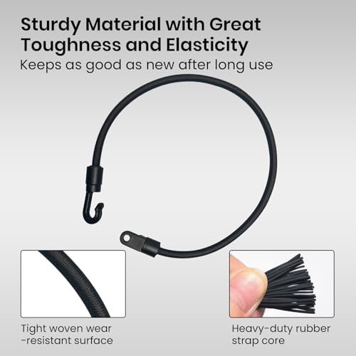 Pristis 4 pcs 18'' High Strength Rod Straps for Boat, Elastic Durable Deck Mount Fishing Rod Tamer, Strong Rubber Bass Pole Keeper Adjustable Tie Down Saver with Stainless Screws for Kayak Trunk Bed