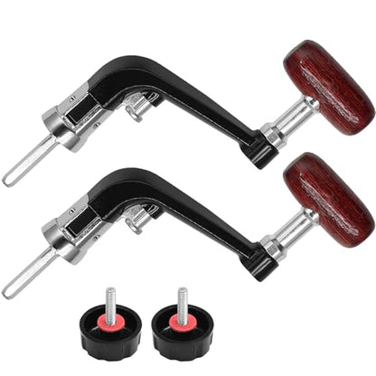 2PCS Fishing Handles Spinning Reel Knob Replacement, Brown Wood Handle Reel Grips Spinning Reel Handle Replacement for Fishing Reel