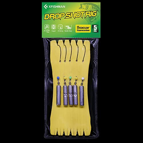 Drop Shot Rigs for Bass Fishing Ready Rig with Hooks and Sinker Weights - color: Hook Size 1-Weight 1/4 oz-Qty 5