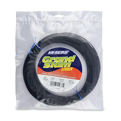 HI-SEAS Grand Slam Monofilament Fishing Leader - Superior Strong Clear Black, for Freshwater & Saltwater Big Game Bottom Fishing, Trolling - color: Black, style: 100 Yd, 250 Lb, .071 in / 1.80 Mm