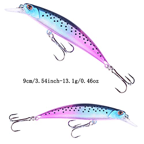 Jerk Baits for Bass Fishing, Jerkbait Fishing Lures, Minnow Lures Jerk Bait for Freshwater/Saltwater Fishing Lures for Trout Pike, 5pcs/10pcs with Box - color: H:3.54in/0.46oz/5pcs