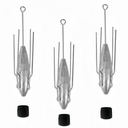 3Pcs Sputnik Sinkers Fishing Weights Sinkers Surf Casting Fishing Sinkers Lead Weights Sinkers Long Tail Fishing Weights Drop Shot Sinkers for Saltwater Catfish Beach Sand Ocean-1oz - size: 2.5oz